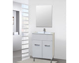 Set Mobilier Baie, Square 60, Include Baza Lavoar, Lavoar Ceramic si oglinda, Alb
