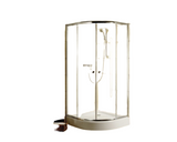 Set cabina de dus semirotunda Radaway Classic A800 cu cadita de dus si sifon, 80x80 cm, sticla transparenta, profil crom
