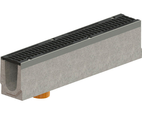 Rigola Fibrobeton VODALAND Gratar Fonta 1000x260x260 mm Scurgere Verticala Ø 110 mm D 400 Trafic Intens