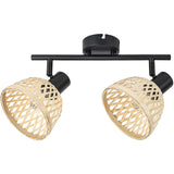 Lustra Rabalux Rattan 3134, 2xE14, 2xMax 40W, IP20, 36cm, ratan natural, Metal, Negru mat