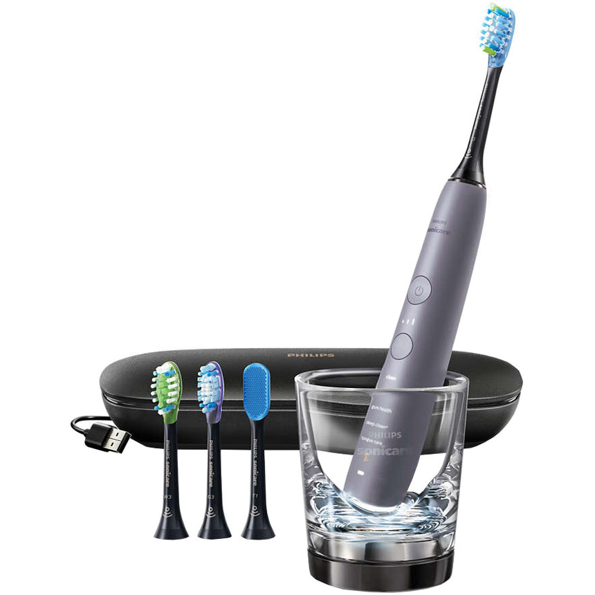 Periuta de dinti electrica Philips Sonicare DiamondClean Smart HX9924/47, 5 moduri, 3 setari de intensitate, Aplicatia Connected brushing, 3 capate de periere, Argintiu