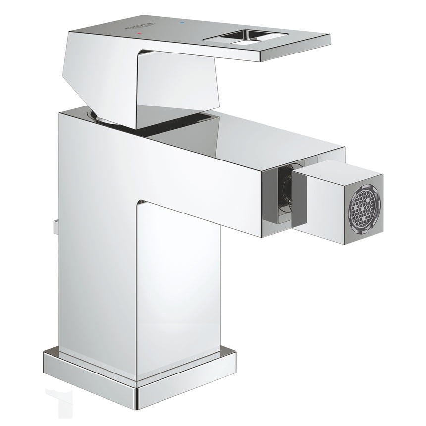 Baterie bideu Grohe Eurocube 23138000, 1/2'', monocomanda, marimea S, cartus ceramic, aerator, limitator temperatura, kit evacuare inclus, Crom