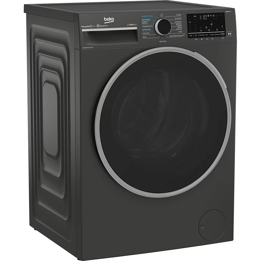 Masina de spalat rufe cu uscator Beko B5DFT58442M, Spalare 8 kg, Uscare 5 kg, 1400 RPM, Clasa A, HygieneTherapy, SteamCure, HomeWhiz, ProSmart Inverter Motor, AddXtra, Gri