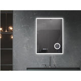 Oglinda baie Belform Atlantis, iluminare LED 3 culori, Dezaburire, Intrerupator touch, Ceas digital, Lupa, 60x80 cm, Clasa energetica F