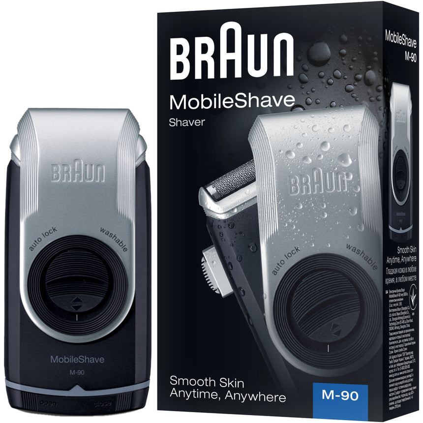 Aparat de ras electric Braun MobileShave M-90R Wet&Dry, Negru/Gri
