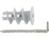 Dibluri Plastic Autoforante Cu Carlig Fischer Gk-wh 4, 2x40 Mm, Pachet 5 Bucati, Pentru Gipscarton, Incl. Unealta De Montaj