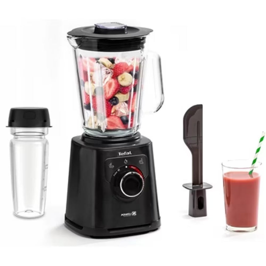 Blender Tefal PerfectMix+ BL87G831, 1200 W, 1.5 L, 3 programe automate, tehnologie Powelix, functie Autoclean, functie zdrobire gheata, Air Cooling, 6 lame inox, negru