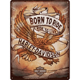 Placa metalica Harley Davidson Born to Ride Eagle 30x40cm
