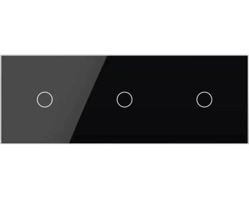 Panou Din Sticla Livolo Negru, Pentru 3 X Intrerupator Simplu Cu Touch