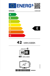 Televizor LED Smart HITACHI 43HE4300, Full HD, 108 cm, Clasa E, Negru