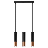 Lampa suspendata Loopez negru/auriu otel 3 becuri tub modern de interior