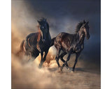 Tablou Sticla Two Running Horses 50x50 Cm