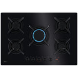 Plita incorporabila AEG HKB75453NB, 5 arzatoare, Aprindere electrica, Gratare fonta, Timer electronic, 75 cm, Negru