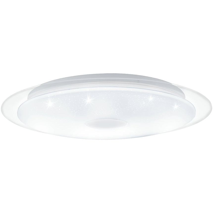 Plafoniera LANCIANO 1, EGLO, LED, 36W, 3300 lm, lumina neutra, calda, rece, otel, plastic cu efecte cristal, alb, crom, 8 x 56 cm, telecomanda inclusa, A+