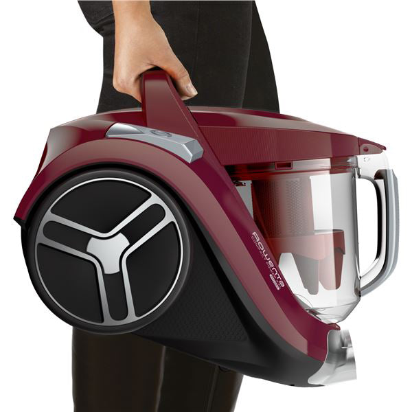 Aspirator fara sac Rowenta Compact Power XXL RO4873EA, 550W, 2.5L, 8.8m monocyclonic, animal care, perie Easybrush, visiniu