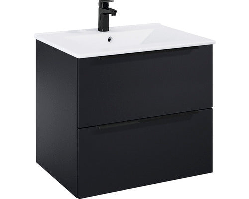 Set Roca Elegant Plus Baza Lavoar Si Lavoar 60 Cm Negru Mat