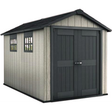 Casuta de gradina Keter Oakland, Usa dubla, 2.42x3.50x2.29 m, gri