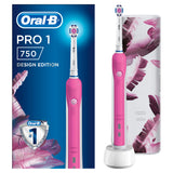 Periuta de dinti electrica Oral-B PRO 1 750 Design Edition 3D White, 40000 pulsatii/min, 8800 oscilatii/min, Curatare 3D, 1 program, 1 capat, Trusa de calatorie, Roz