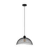 Pendul vintage POMPEYA, EGLO, E27, 1x60W, otel, negru, 110 x 45 x 44 cm, inaltime reglabila