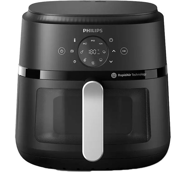 Friteuza fara ulei PHILIPS NA231/00 Airfryer Seria 2000, 6,2 litri, Ecran tactil, Tehnologie Rapid Air, Fereastra de gatit, 9 programe