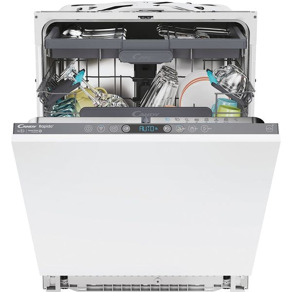 Masina de spalat vase incorporabila Candy CI 6E7F1A, 16 seturi, 8 programe, Clasa E, Conectivitate WiFi, Touch control, Speed-Drive Inverter Motor, MaxiTUB, Start Delay, 60 cm
