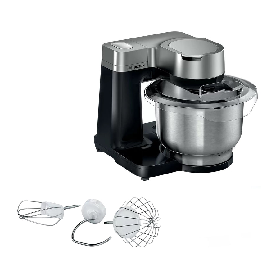 Robot de bucatarie Bosch MUMS2VM00, 900 W, 7 viteze + Pulse, bol 3.8 l, Mixare planetara 3D Negru/Argintiu
