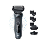 Aparat de ras electric Braun Series 6 61-N4500cs Wet&Dry, AutoSense, 4 elemente de taiere, SensoFlex, Statie de incarcare, accesorii pentru ingrijirea barbii, Trusa de voiaj, Gri