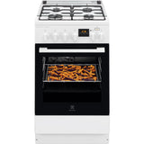 Aragaz Electrolux LKK560205W, Mixt, 4 arzatoare gaz, Cuptor electric multifunctional, SteamBake, AirFry, Aprindere integrata, Grill electric, Clasa A, 50 cm, Alb