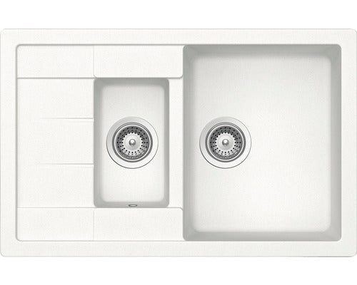 Chiuveta Bucatarie Cu 1 Cuva + ½ Schock Manhattan D-150s 78x50 Cm, Cu Picurator, Reversibila, Cristalite Alpina
