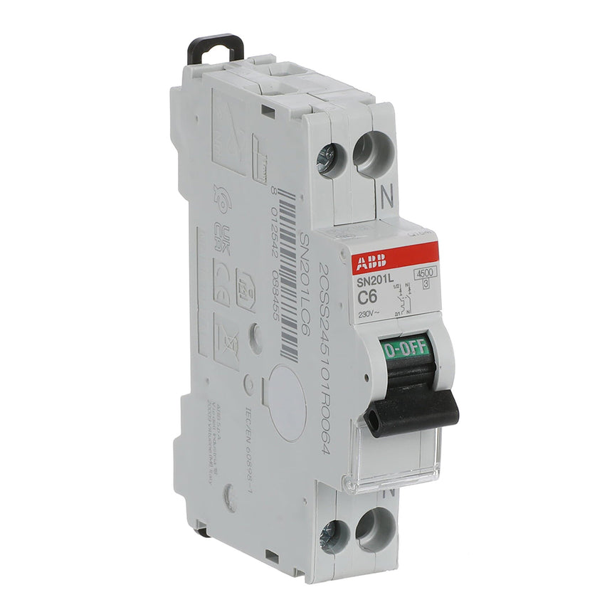 Siguranta electrica automata ABB 2CSS245101R0064, latime 1 modul, 4,5KA, 1P+N, caracteristica C, 6A