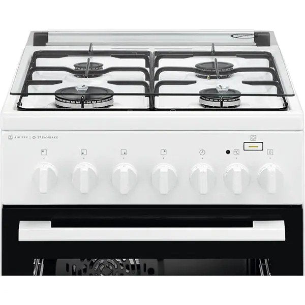 Aragaz ELECTROLUX Steambake LKK560000W, 4 arzatoare, Gaz + Electric, L 50 cm, Grill, Alb