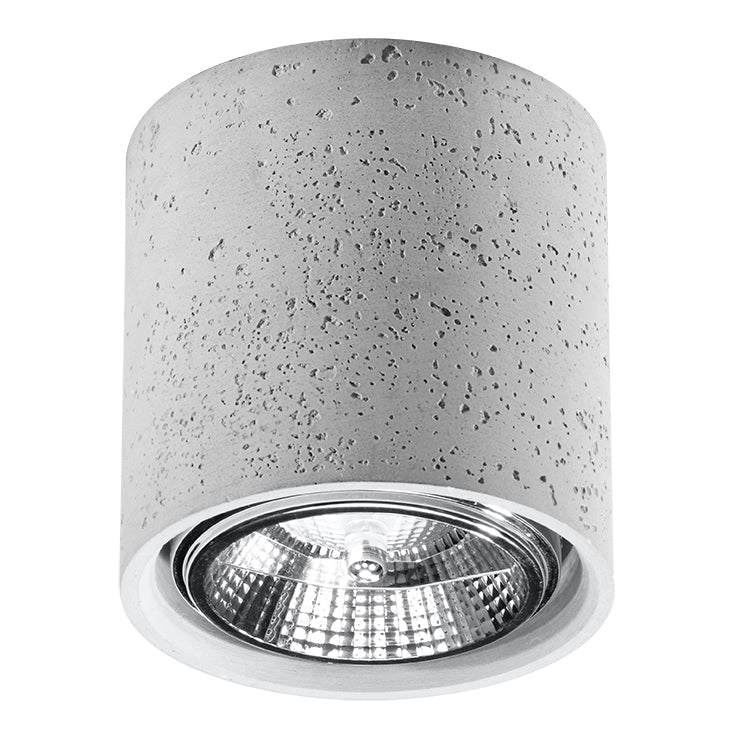 Lampa de tavan Cullo gri beton 1 bec cilindric industrial de interior