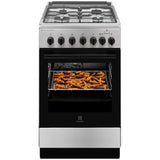 Aragaz Electrolux LKK560000X, Mixt, 4 arzatoare gaz, Cuptor electric multifunctional, SteamBake, AirFry, Aprindere integrata, Grill electric, Clasa A, 50 cm, Inox