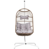 Balansoar scaun agatat, pliabil, 113x76 cm, Natur, perna gri, Bali