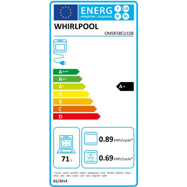 Cuptor incorporabil Whirlpool OMK58CU1SB, Electric, Multifunctional, 71 l, Autocuratare catalitica, Display, Clasa A+, Negru