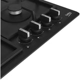 Plita incorporabila Beko HIYG64225SBO, Gaz, 4 arzatoare, Wok, Gratar din fonta, 60 cm, Negru