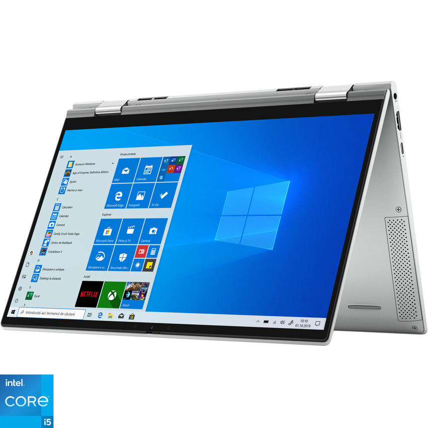 Laptop 2 in 1 Dell Inspiron 7306 cu procesor Intel Core i5-1135G7, 13.3", Full HD, 8GB, 512GB SSD, Intel Iris Xe Graphics, Windows 10 Home, Platinum Silver, 3 Yrs Partner Led Carry In Service Extension