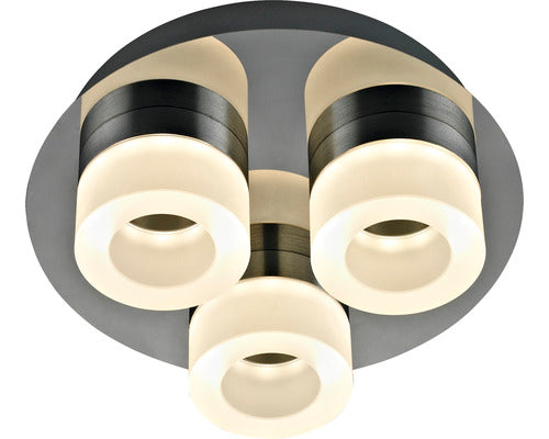 Plafoniera cu LED integrat Azimech 3x6W 630 lumeni, pentru baie IP44, crom/alb