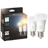 Pachet 2 becuri LED inteligente Philips Hue, Bluetooth, Zigbee, A60, E27, 8W (75W), 800 lm, lumina alba (2200-6500K), clasa energetica F