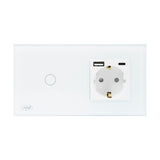Intrerupator simplu cu touch PNI SH115W, cu priza, USB-A si USB-C