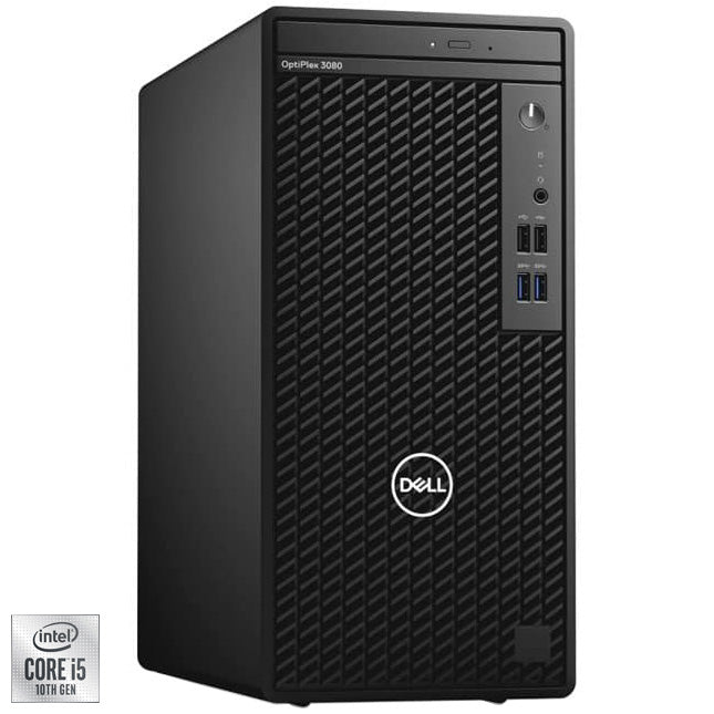 Sistem Desktop PC Dell OptiPlex 3080 MT cu procesor Intel® Core™ i5-10500 pana la 4.50 GHz, Comet Lake, 8GB DDR4, 256GB SSD M.2, DVD-RW, Intel® UHD Graphics 630, Windows 10 Pro