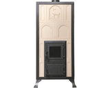 Soba Teracota Pe Lemne Premium 4r Crem, 9,8 Kw, Cu Rama Si Usa Cu Sticla, 115x50,5x40 Cm