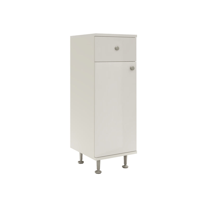 Corp Baie haaus Zaria, 1 Sertar, 1 Usa, Alb lucios/Alb, MDF, L 30 x l 35 x H 85 cm