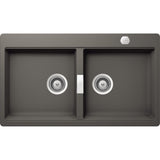Chiuveta granit Schock Horizont N-200 Cristadur Silverstone 860 x 500 mm cu sifon automat, granit, montare pe blat, gri inchis