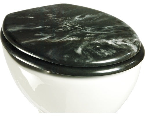 Capac WC ADOB Eleganza model marmura, inchidere simpla, negru 45x37,5 cm