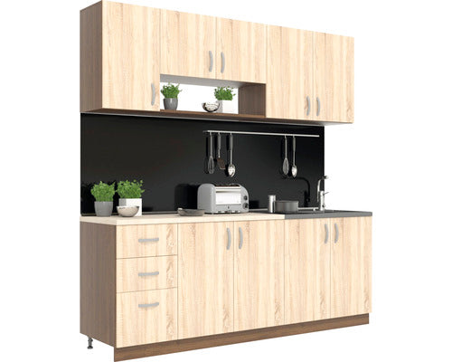 Mobila de Bucatarie Parma, L 200 cm, Wenge/Stejar Sonoma