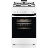 Aragaz Zanussi ZCG510V1WA, Gaz, 4 arzatoare, Siguranta plita si cuptor, 60 cm, Alb