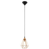Pendul vintage Tarbes, EGLO, 1xE27, otel, aramiu, plastic, negru, finisaj cupru, 110 x 17.5 cm, inaltime reglabila, IP20