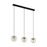 Pendul MIRTAZZA, EGLO, E27, 3x60W, otel, negru, sampanie, 110 x 88 x 18 cm, inaltime reglabila
