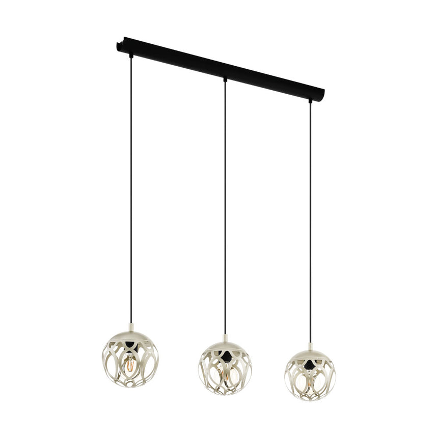 Pendul MIRTAZZA, EGLO, E27, 3x60W, otel, negru, sampanie, 110 x 88 x 18 cm, inaltime reglabila